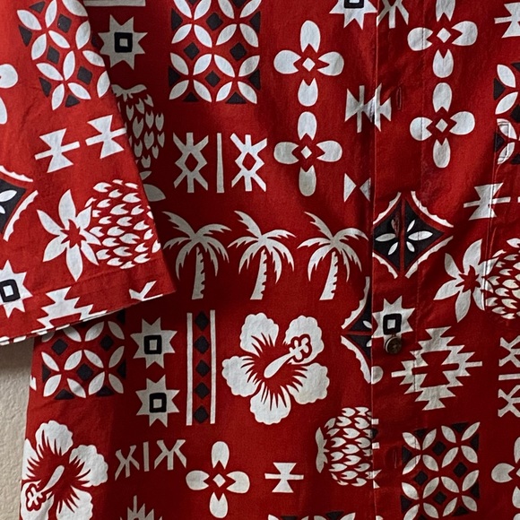 Reyn Spooner Joe Kealuha’s Red Blue Tropical Hawaiin Shirt Made In Hawaii size L - Picture 4 of 15